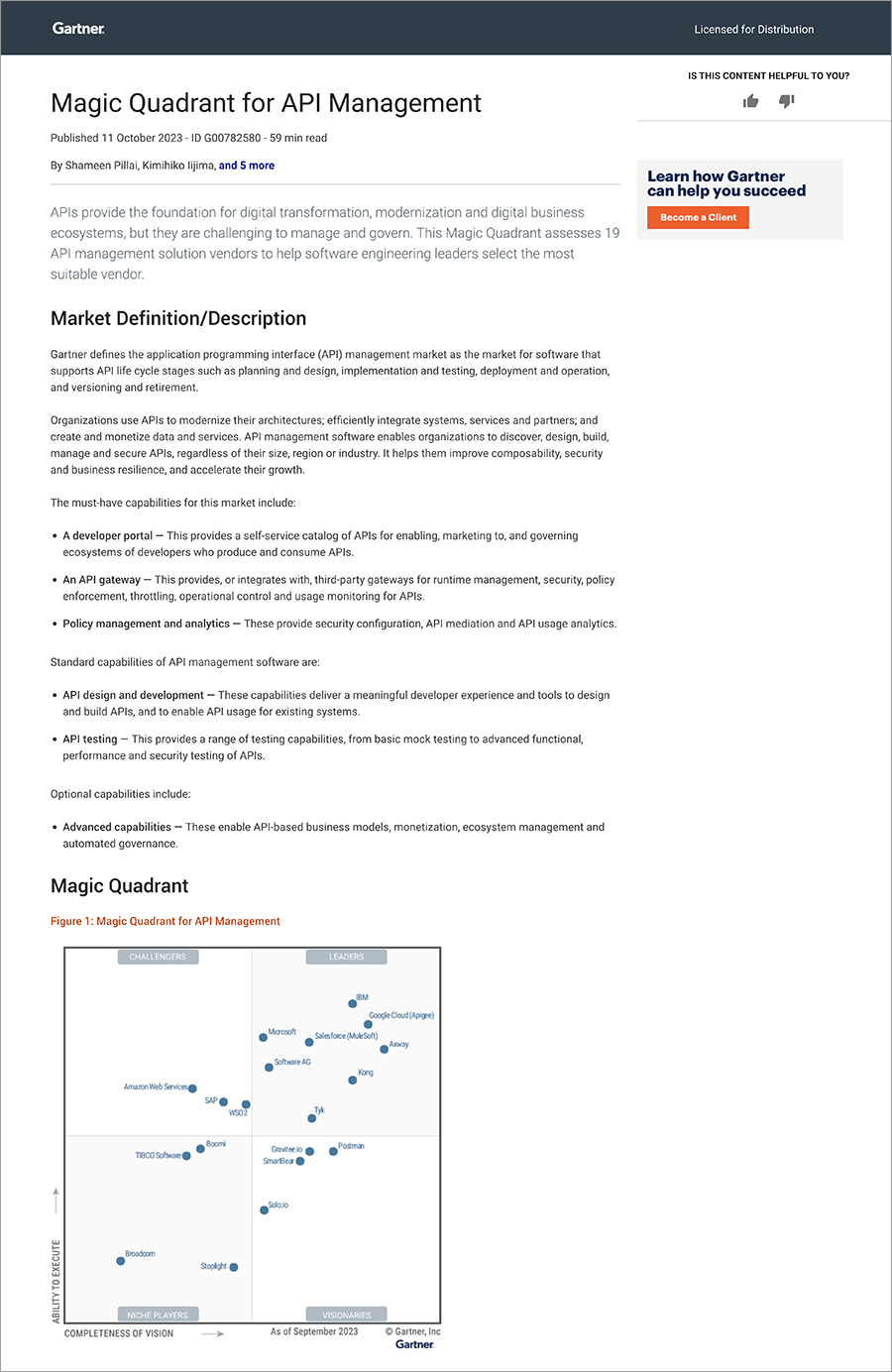 Magic Quadrant™ for API Management by Gartner® — Noname Security